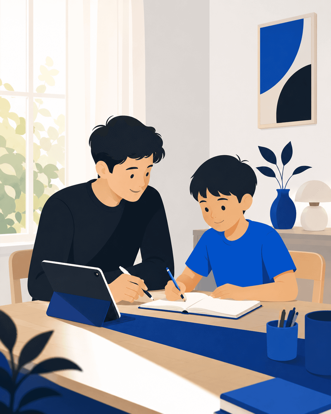 Tutor Neo Learning Partner mendampingi siswa belajar di rumah di Klaten