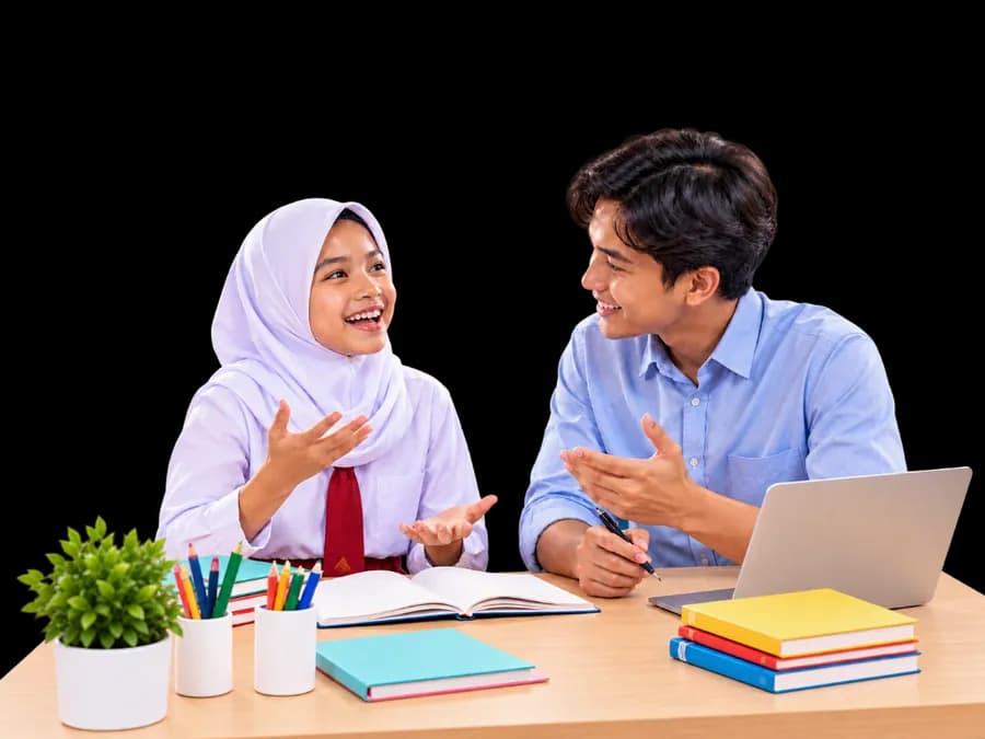 Siswa belajar tipe auditori melalui diskusi hangat dengan tutor