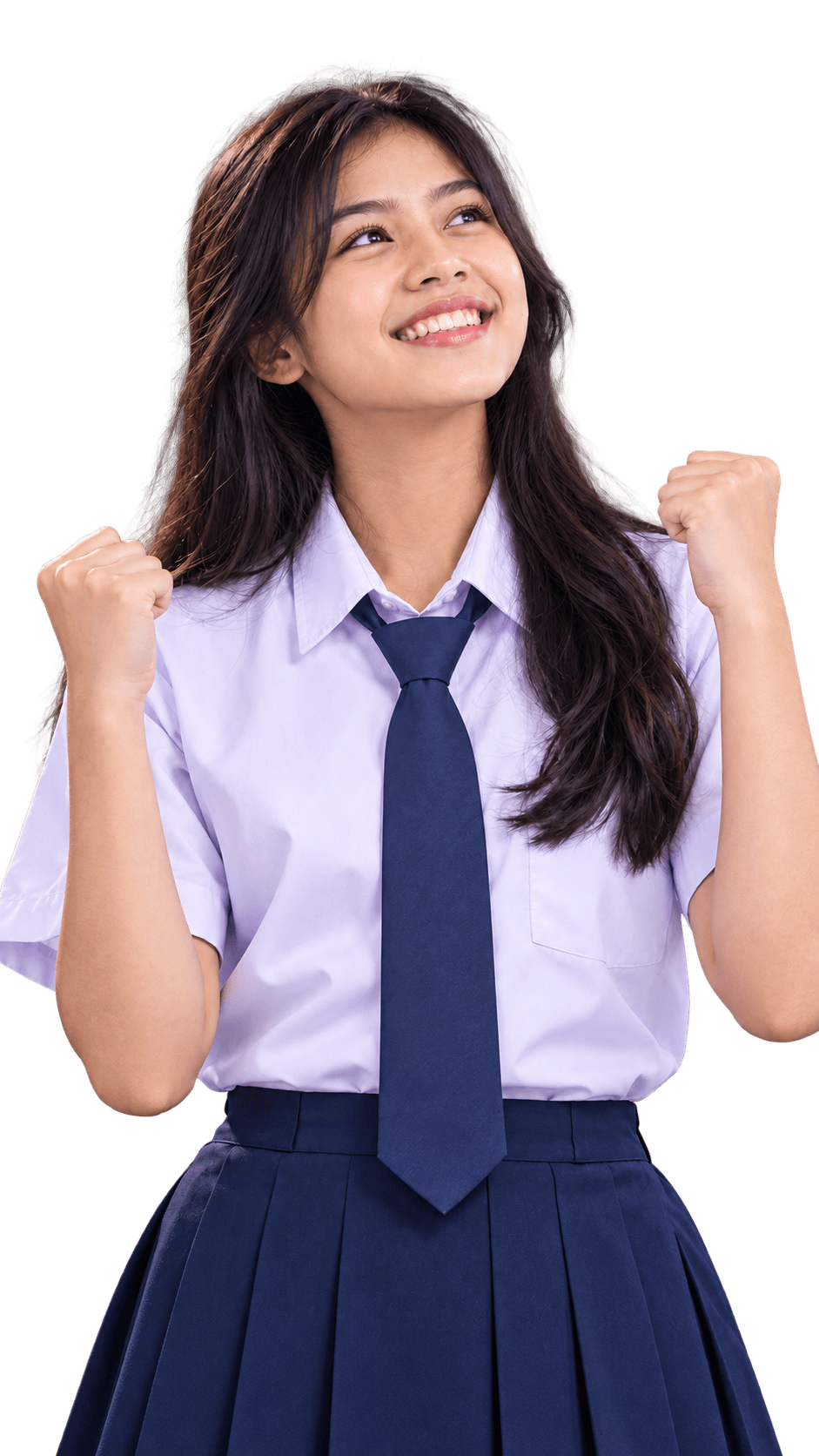Siswi SMA Neo dengan latar ungu