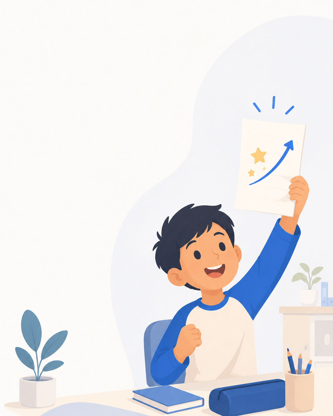 Anak yang senang menunjukkan progres belajarnya — merayakan peningkatan kecil membangun kepercayaan diri