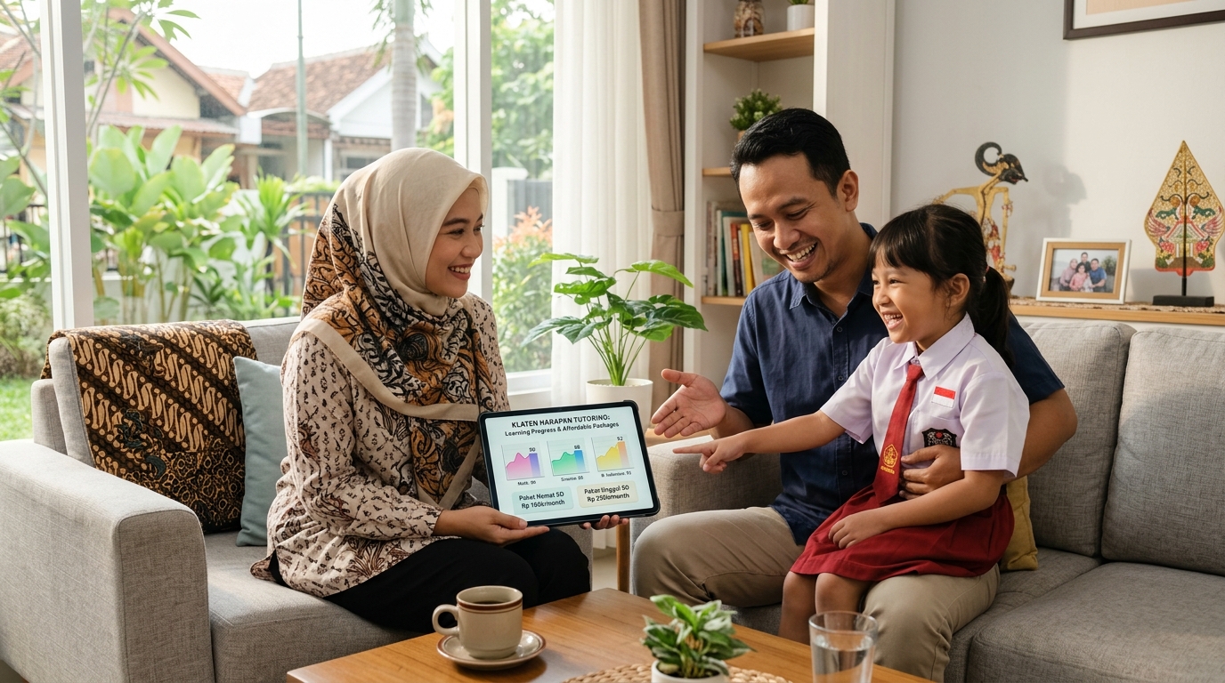 Orang tua di Klaten melihat laporan hasil belajar digital anak